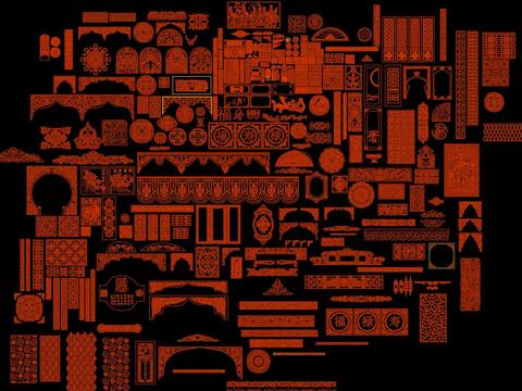  中式雕花平面cad图库 