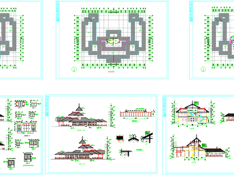  仿古建筑cad图纸 