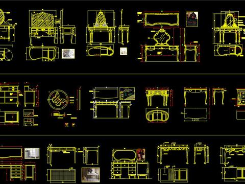  整木梳妆台CAD合集 