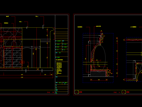  美式别墅壁炉cad大样图 