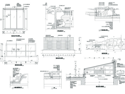  凸起式叠水景cad大样图 