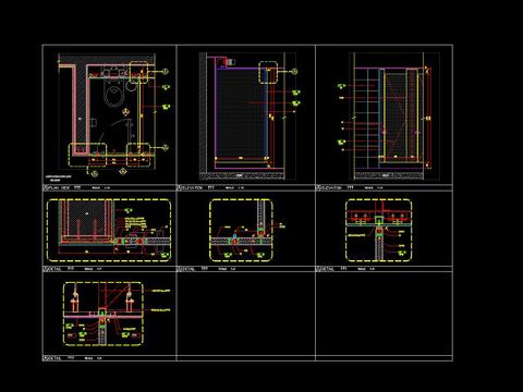  卫生间隔断cad节点大样图 