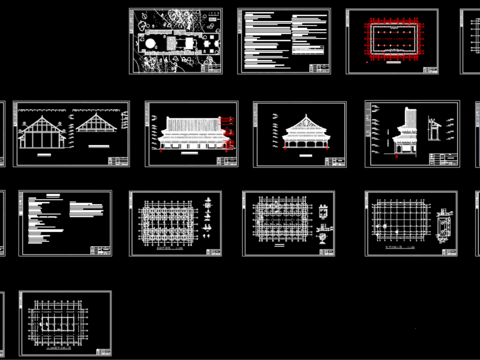  古殿建筑cad施工图 