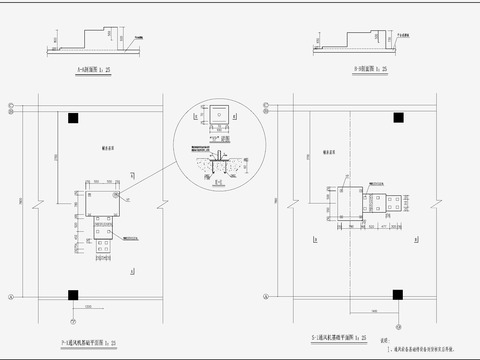  离心风机基础节点CAD施工图 