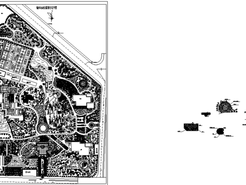 某公園綠化總平面圖CAD施工圖 