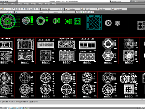  中式欧式地花cad图库 