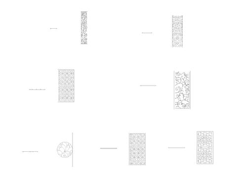  中式几何古典隔断 屏风cad图库 