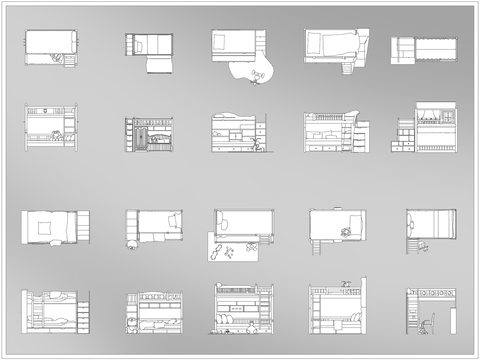  儿童床上下床cad图库 