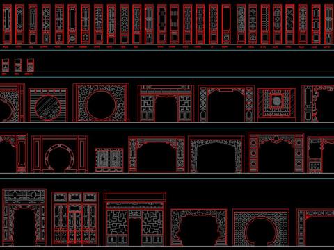  中式元素图案CAD图 