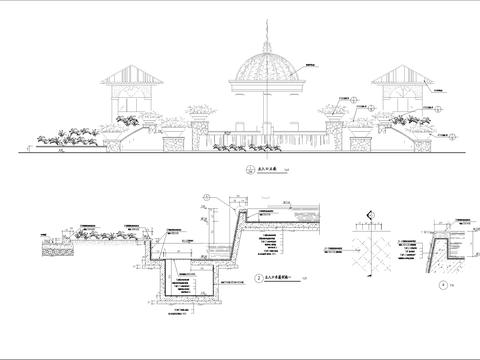  主入口各种水景cad大样图 