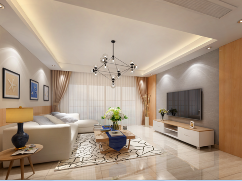  金色华庭现代客餐厅卧室CAD施工图 