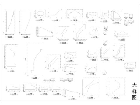  装饰线条综合图库大全 图块图集 踢脚线 门套线 地脚线 石膏cad图库 