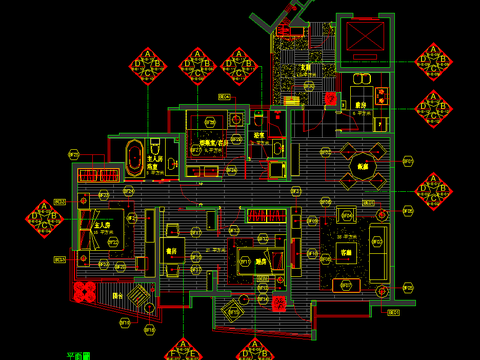  金基翠城样板房装修CAD施工图 