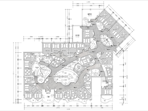  异形音乐餐厅cad平面图 