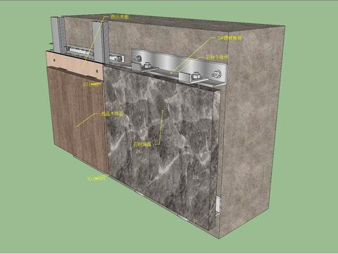  石材与木饰面cad节点图 