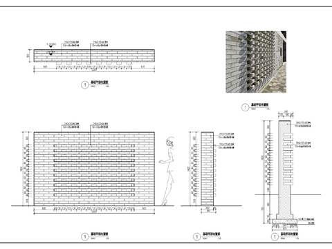  青砖墙cad大样图 