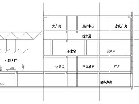  高层人民医院门诊住院综合大楼cad施工图 