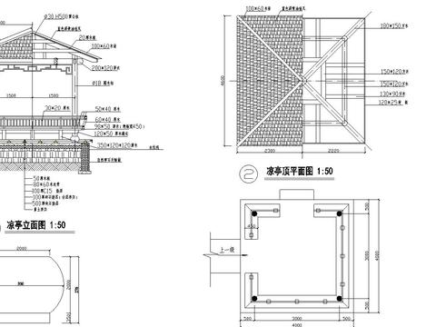  經(jīng)典的木方亭CAD施工圖 