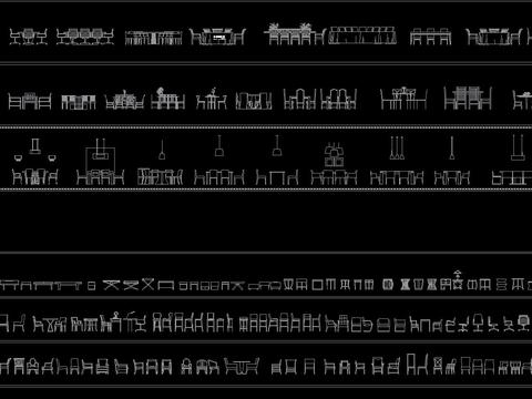  桌椅餐具cad图库 