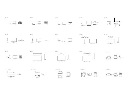  现代家用电器 电脑 电视 显示器 打印机 复印机cad图库 