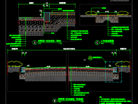  标准车行道cad大样图 