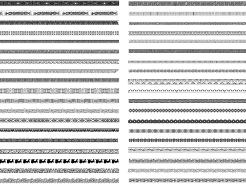  中式古典边框 雕花条纹cad图库 