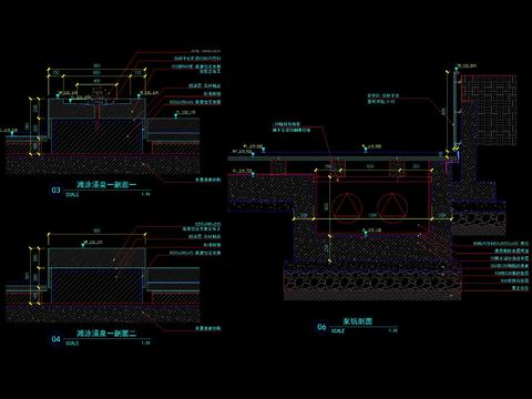  花岗岩涌泉水景CAD节点大样 