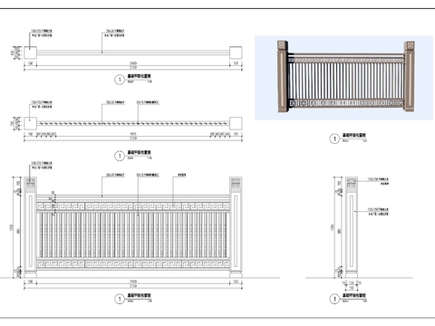  铁艺栏杆cad大样图 