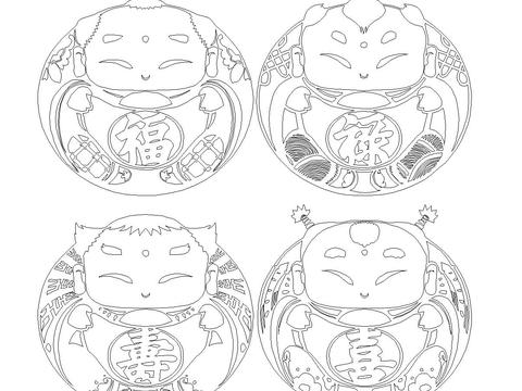  中式福禄寿喜字cad图库 