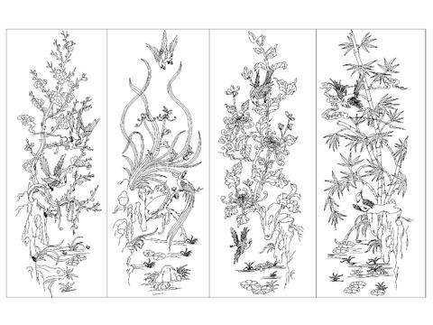  中式元素雕花 雕刻cad图库 