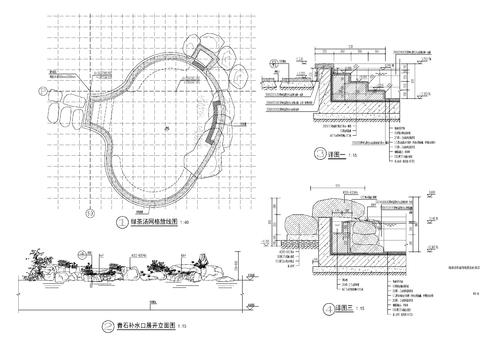  日式温泉水景 汤屋cad施工图 