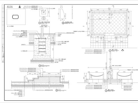  幼儿园旗台细部CAD施工图 