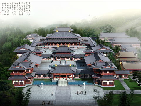  觀音園寺廟建筑cad施工圖 