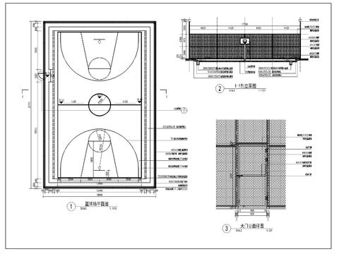  篮球场cad平面图 