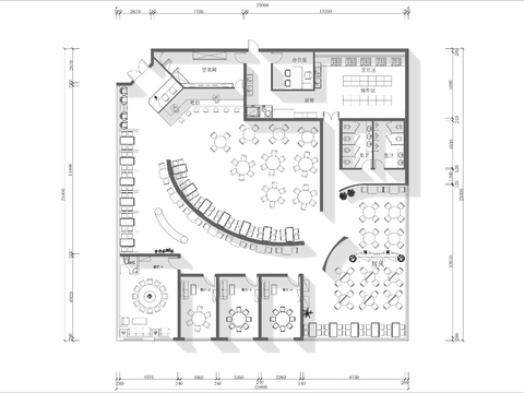  500㎡中式餐厅cad平面图 