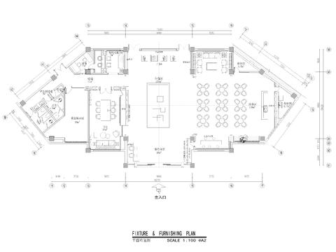  450㎡售楼处cad平面图 
