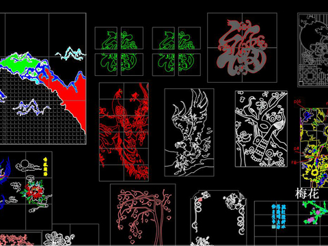  水刀拼花cad图库 