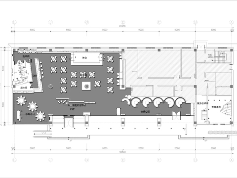  800㎡清吧餐厅cad平面图 