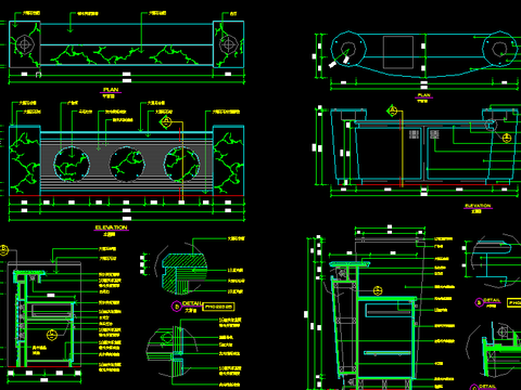  四种服务台cad施工图 