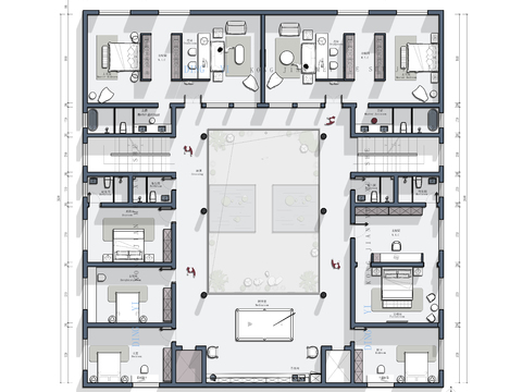  四合院平面设计cad施工图 