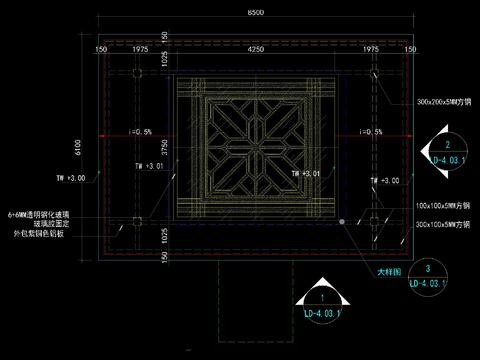  新中式特色廊架设计cad施工图 