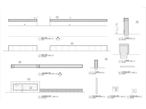  涂鸦矮墙cad大样图 