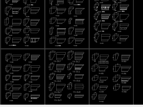  GRC欧式檐线cad图库 