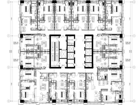 酒店房间 cad平面图 