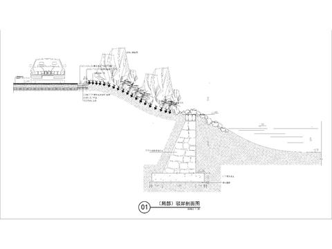  坡岸剖面cad节点大样图 