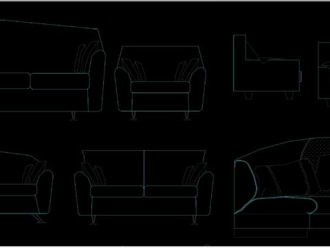  经典沙发组合立面图库合集 