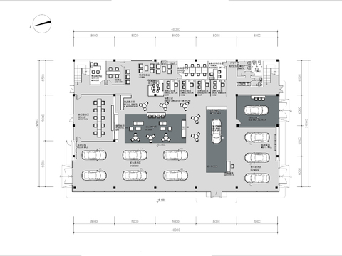  1000㎡汽车4S店cad平面图 