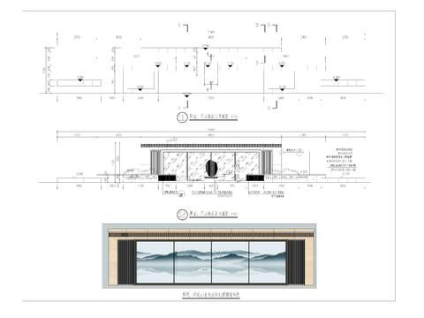  景观墙雕塑cad立面图 
