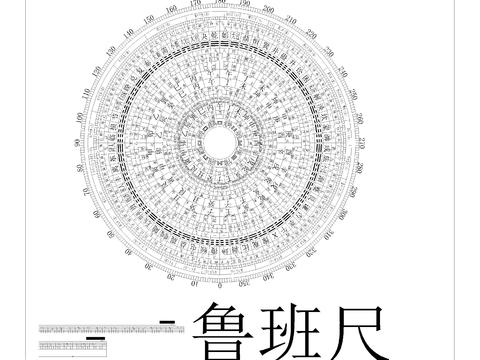  风水罗盘鲁班尺cad图库 
