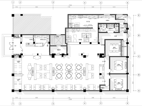  500㎡中餐厅cad平面图 